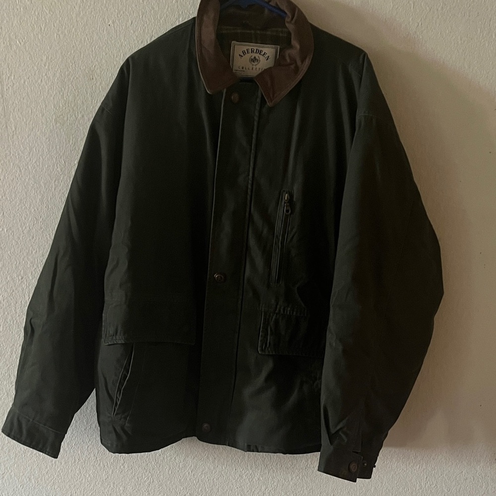 Men's Olive Field Jacket with Brown Collar